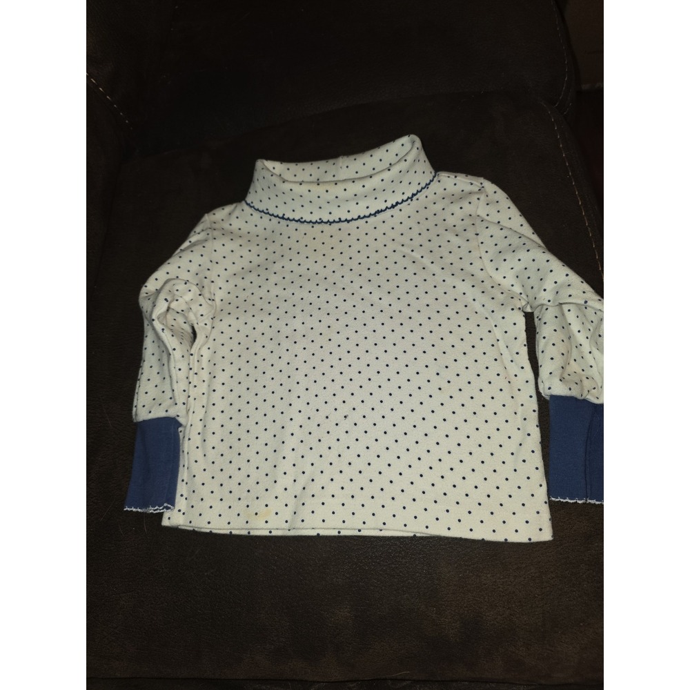 Gymboree vintage rainbow tag white navy polka dot top size Xsmall 12 18 months
